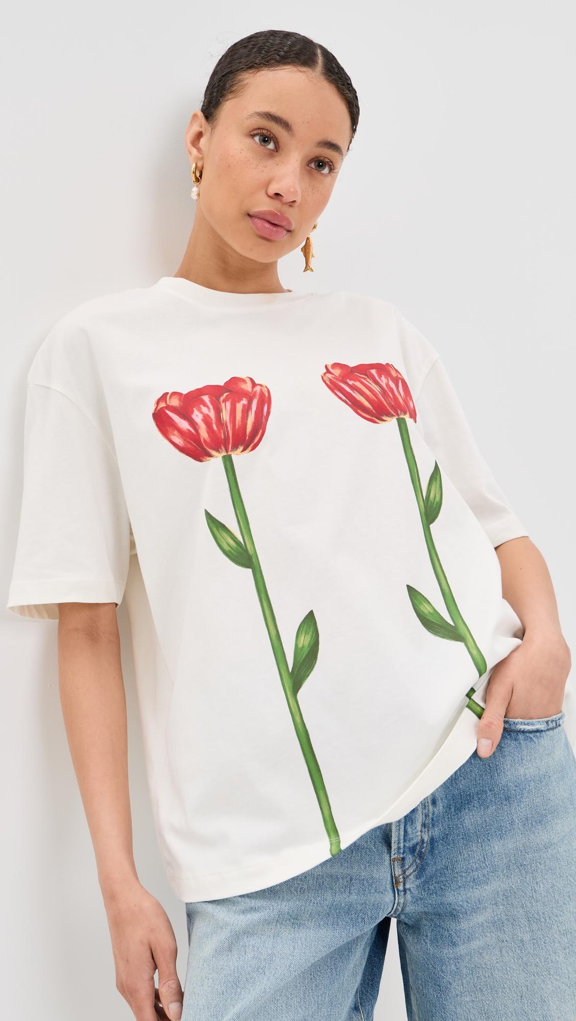tropical rose big t-shirt