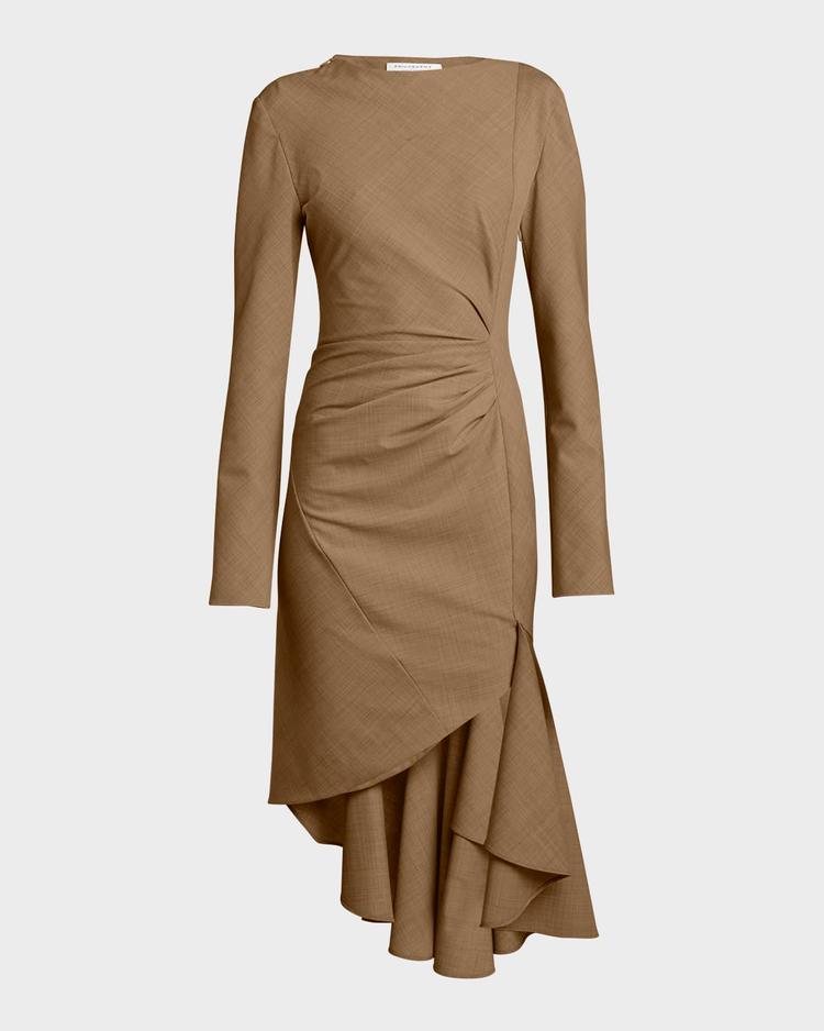 tropical wool asymmetrical dress