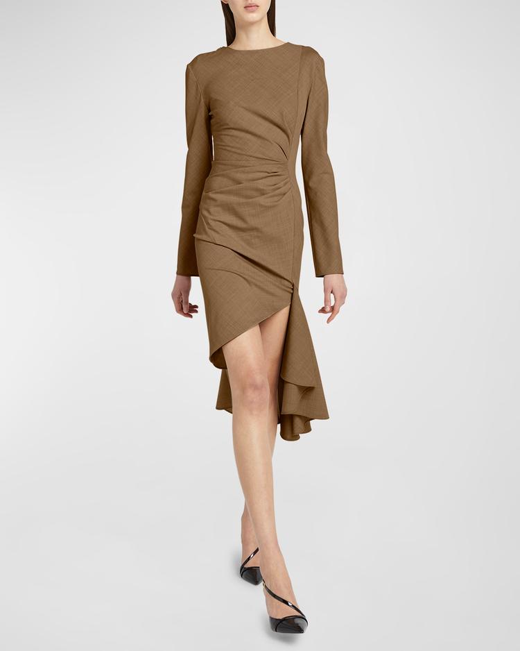 tropical wool asymmetrical dress