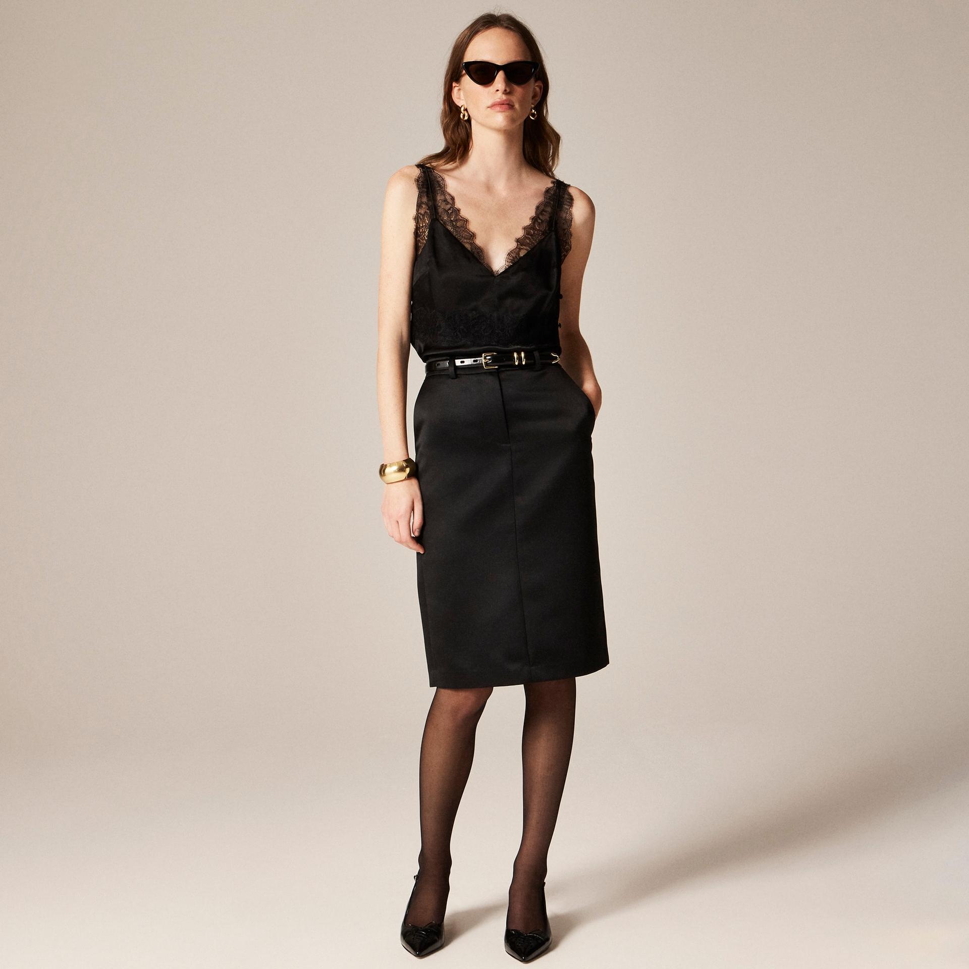 trouser pencil skirt in duchesse satin