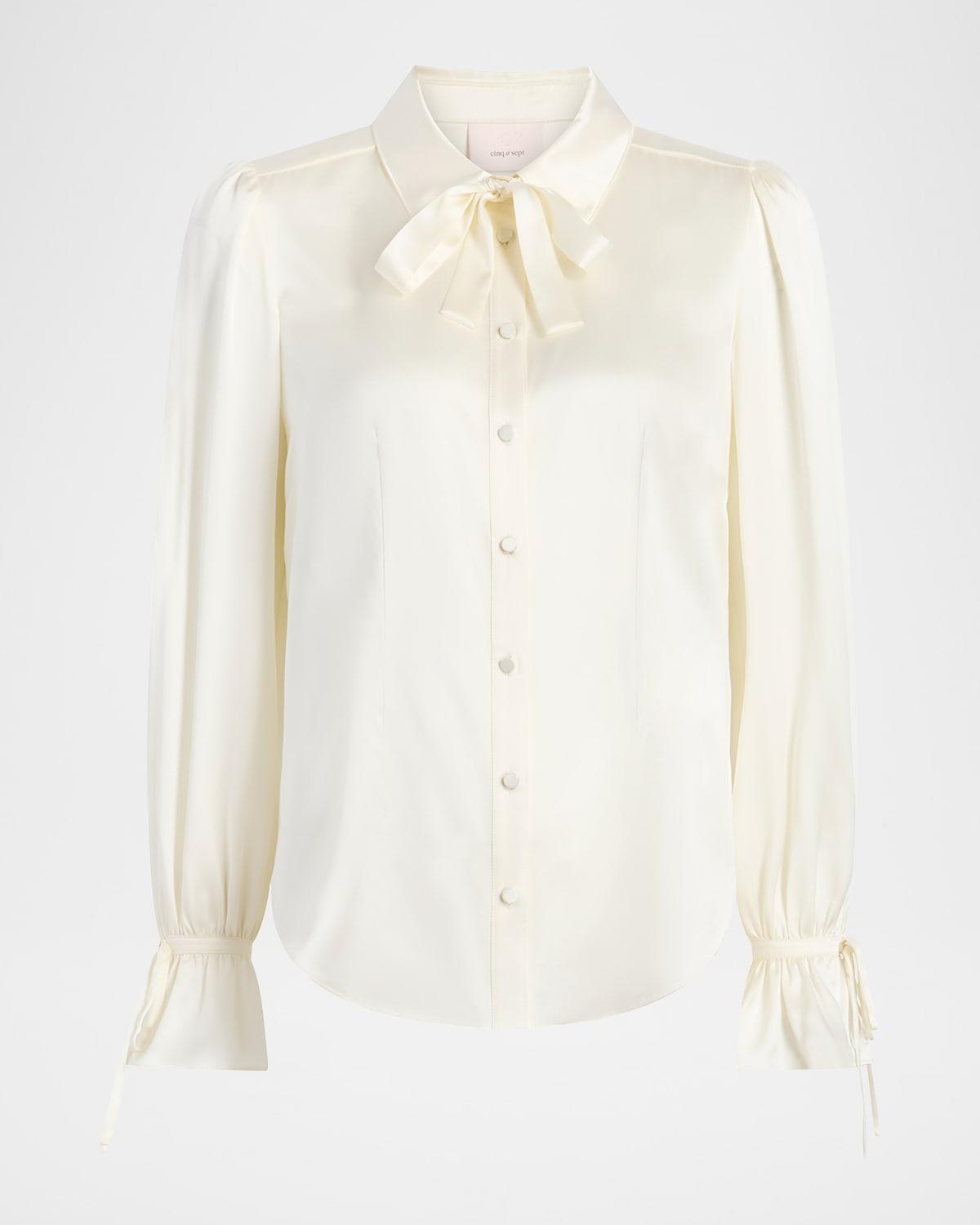 troyer long-sleeve silk blouse