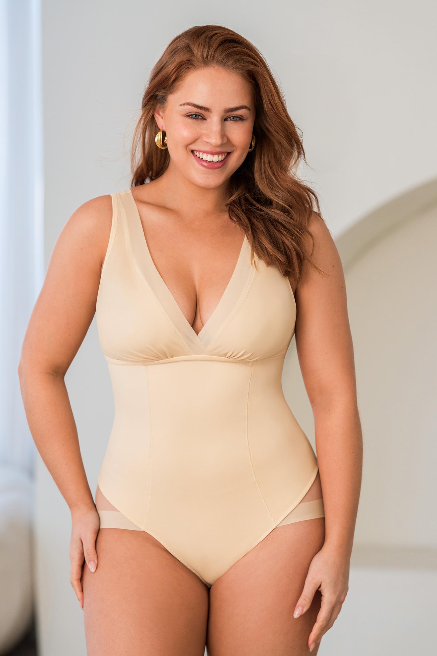 true form nude shapewear bodysuit - l