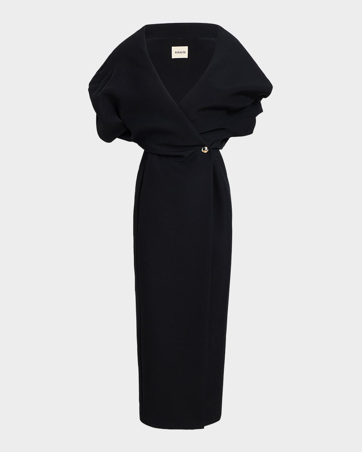 truman wrapped crepe pencil dress