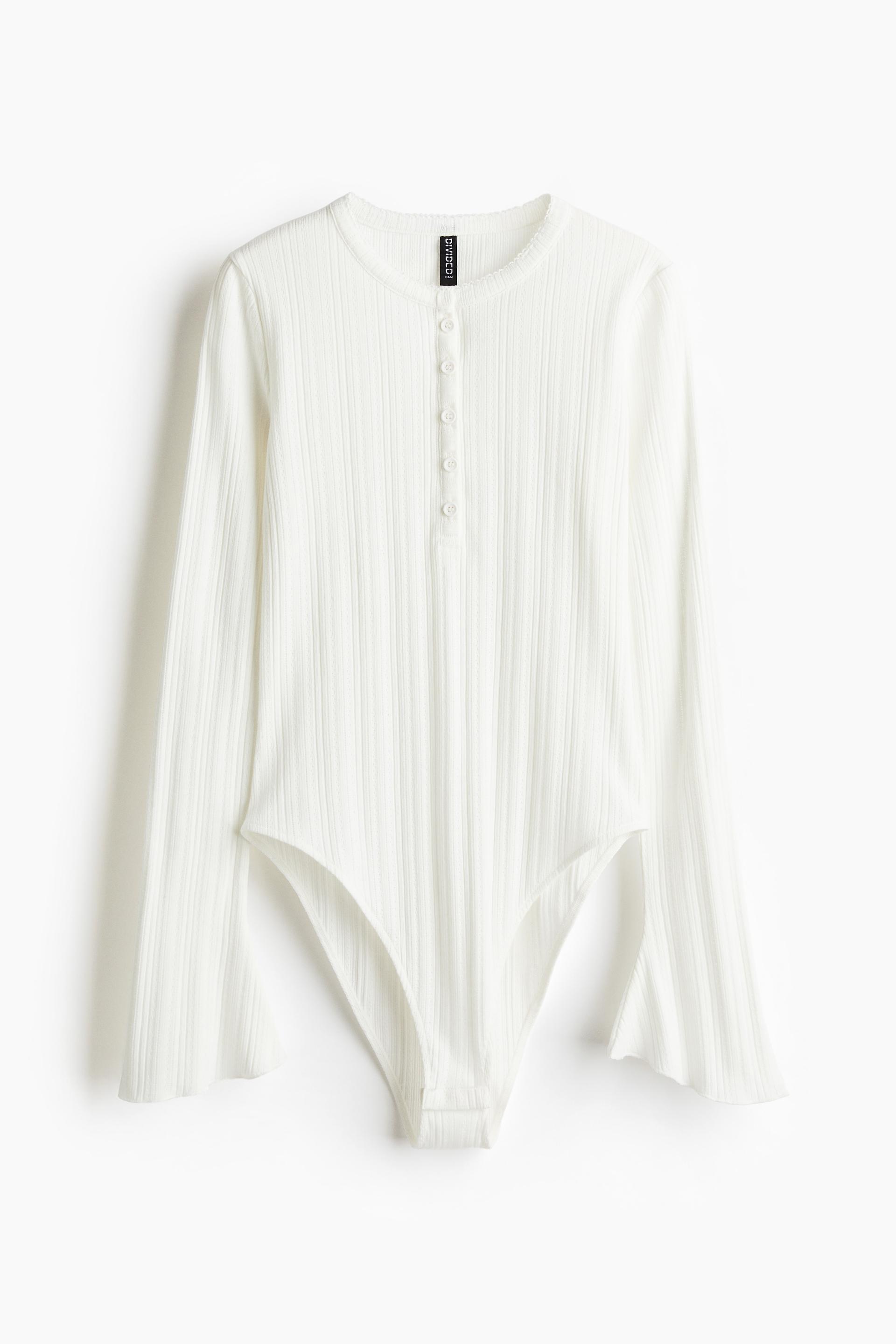 trumpet-sleeved pointelle bodysuit