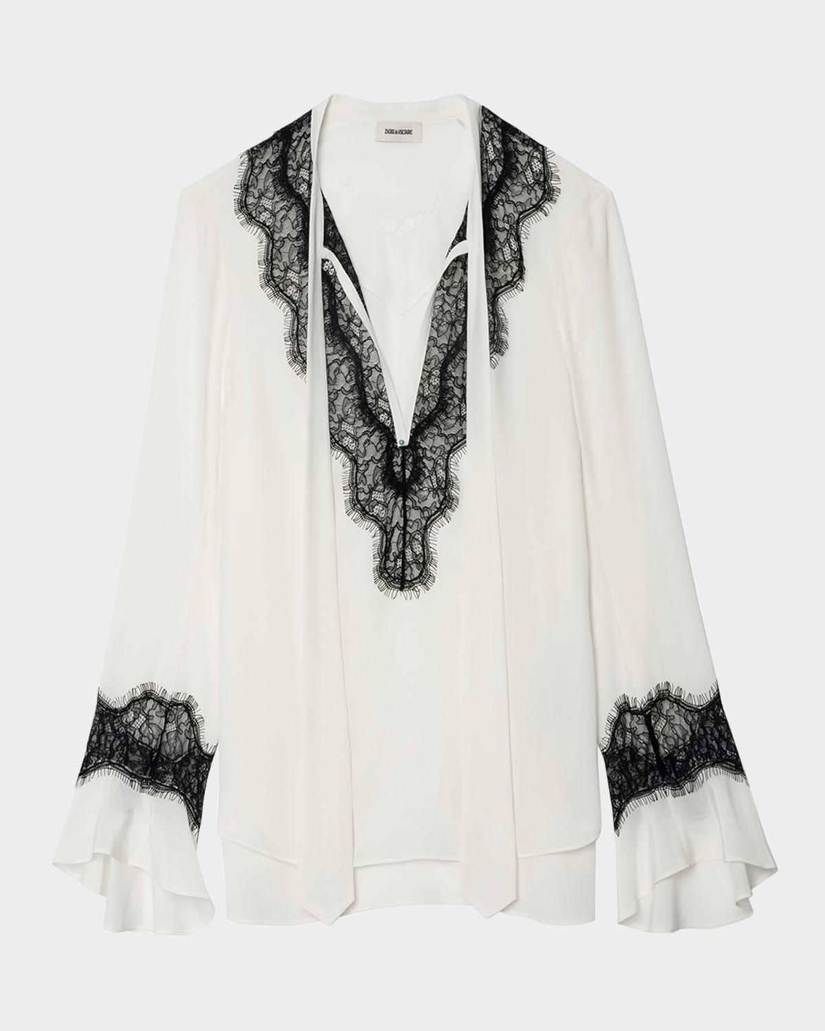 tuan lace crepe de chine blouse