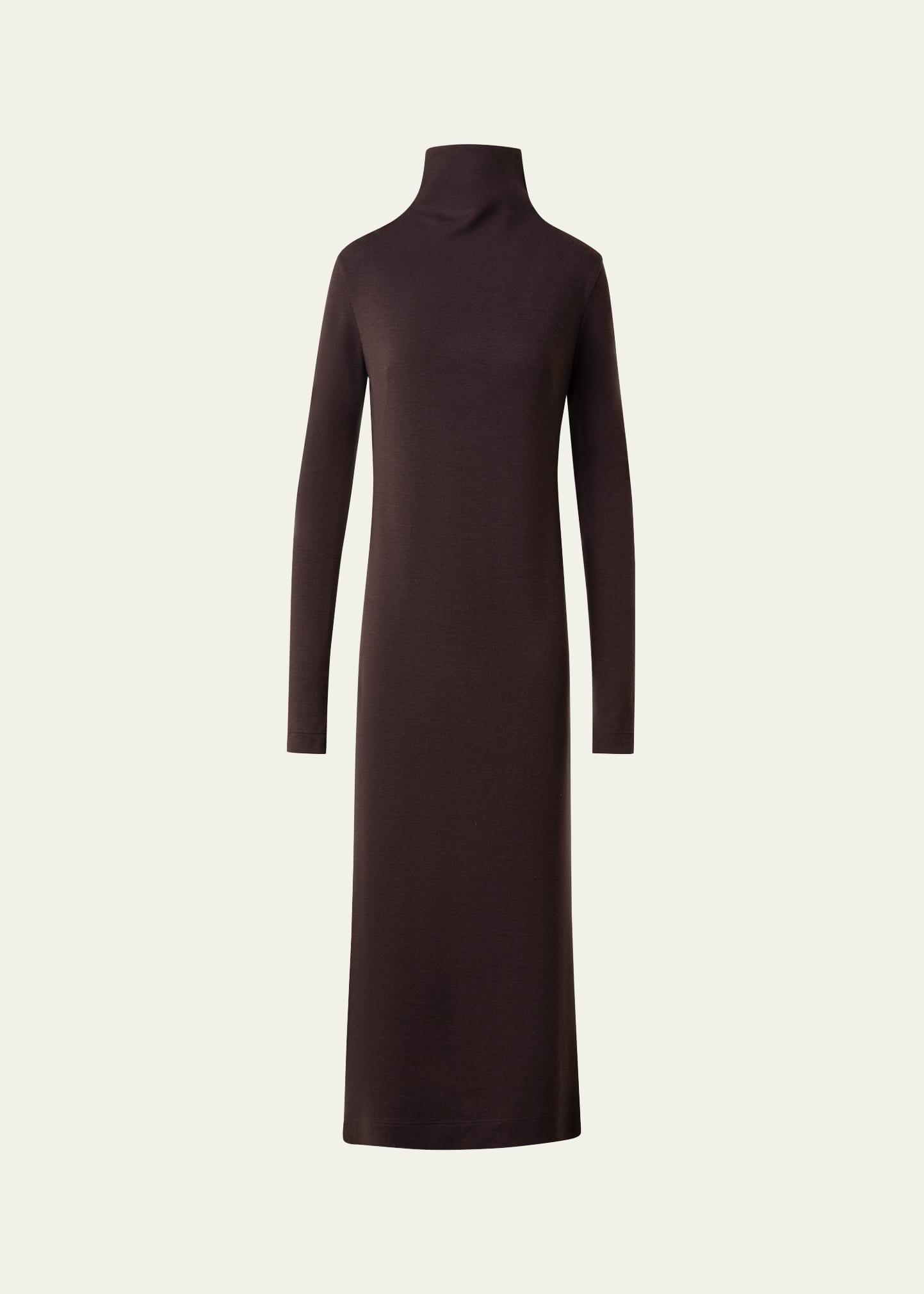 tube turtleneck wool jersey midi dress