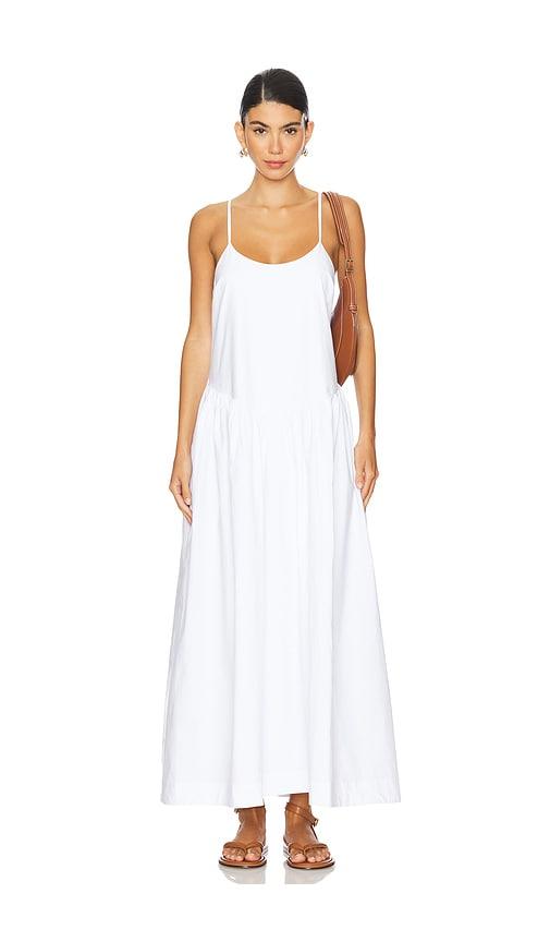 tularosa amy midi dress in white.