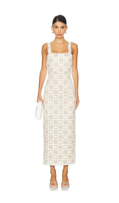 tularosa anna maxi dress in nude.