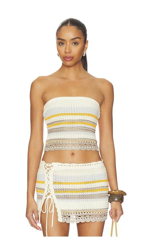 tularosa caila strapless top in cream,taupe.