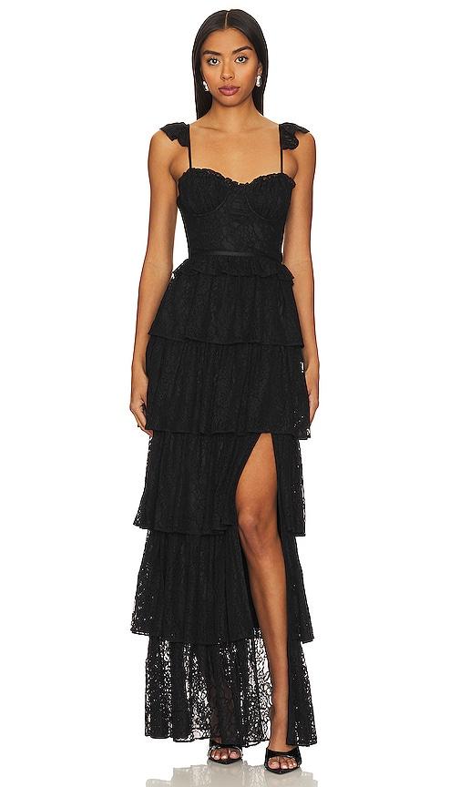 tularosa cantini maxi dress in black.