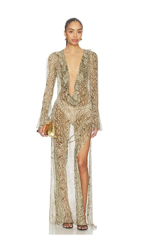 tularosa casanita maxi dress in neutral,brown.