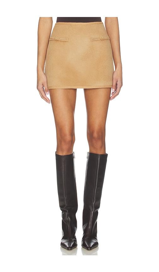 tularosa claudette mini skirt in tan.