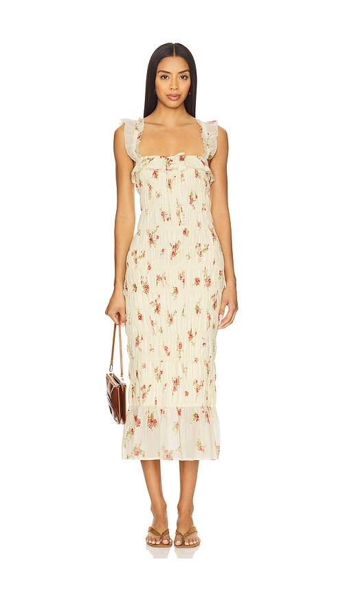 tularosa esmie midi dress in lemon.