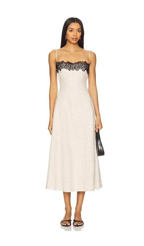 tularosa jia midi dress in neutral.