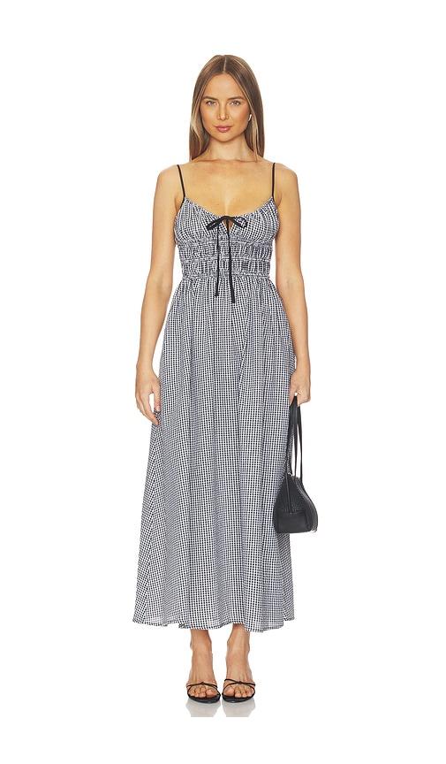 tularosa josie midi dress in black,white.
