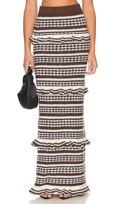 tularosa kaely maxi skirt in brown.