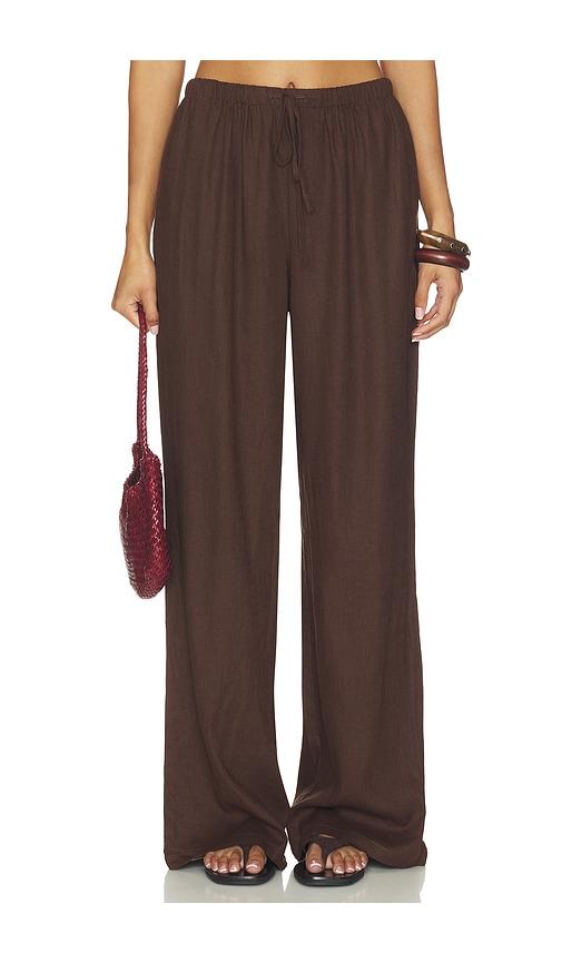 tularosa kai linen pant in chocolate.