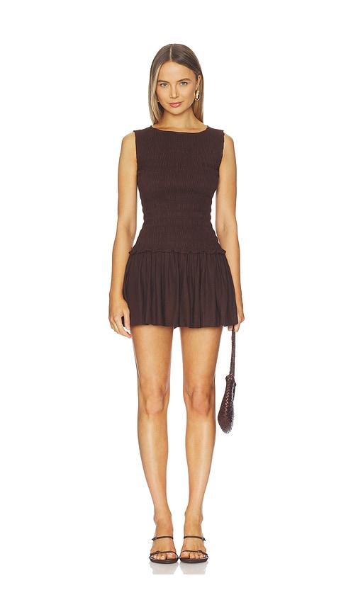 tularosa laura mini dress in chocolate.