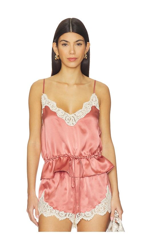tularosa lio silk cami top in rose.