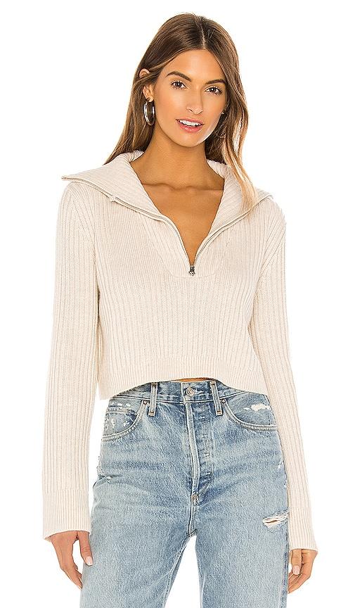 tularosa lovelle zip up sweater in beige.