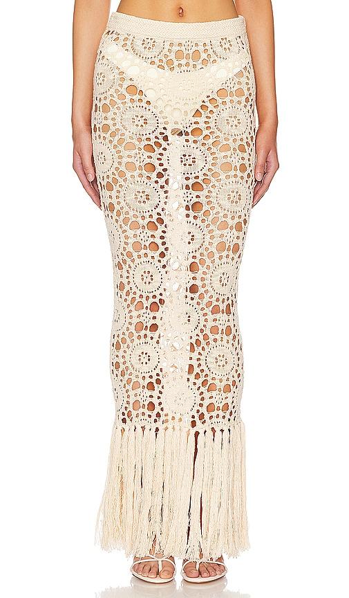 tularosa luanne maxi skirt in light beige in beige.