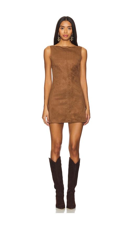 tularosa mimi faux suede dress in chocolate.