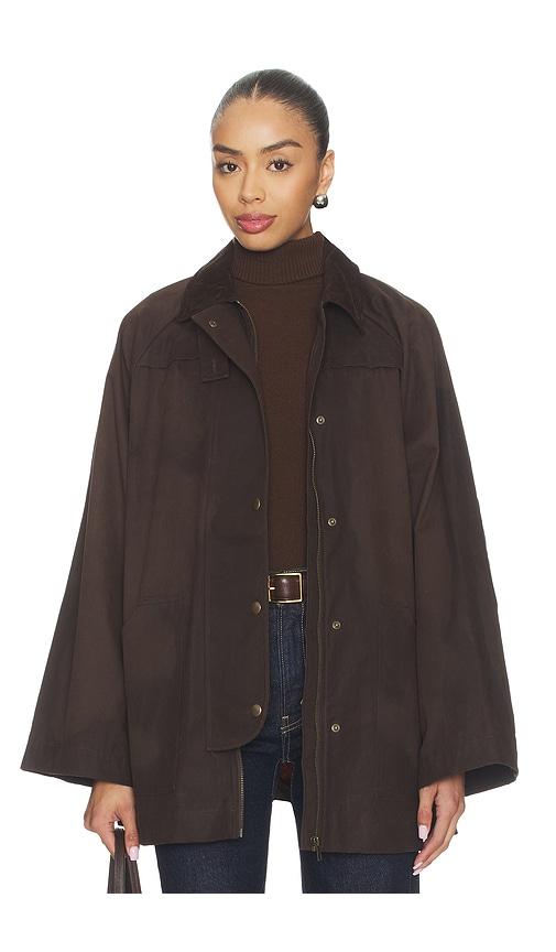 tularosa riley waxed canvas barn jacket in chocolate.