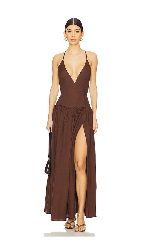 tularosa saylor maxi dress in chocolate.