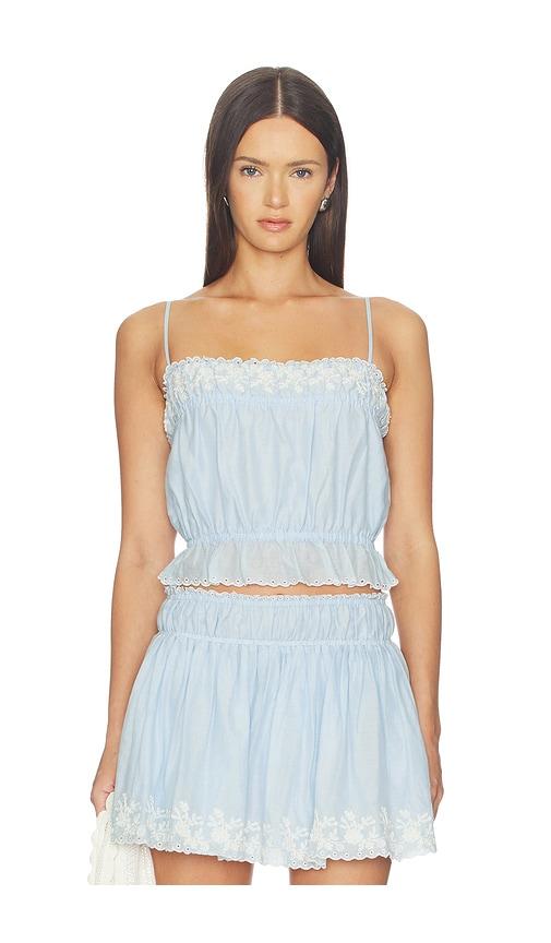 tularosa sienna top in baby blue.