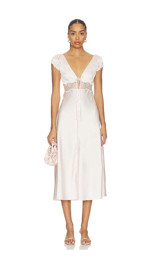 tularosa sophia midi dress in rose.