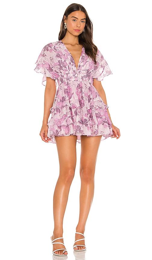tularosa tate mini dress in lavender.