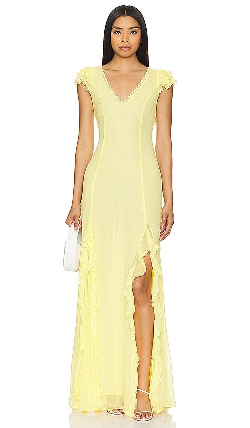 tularosa taylor gown in lemon.