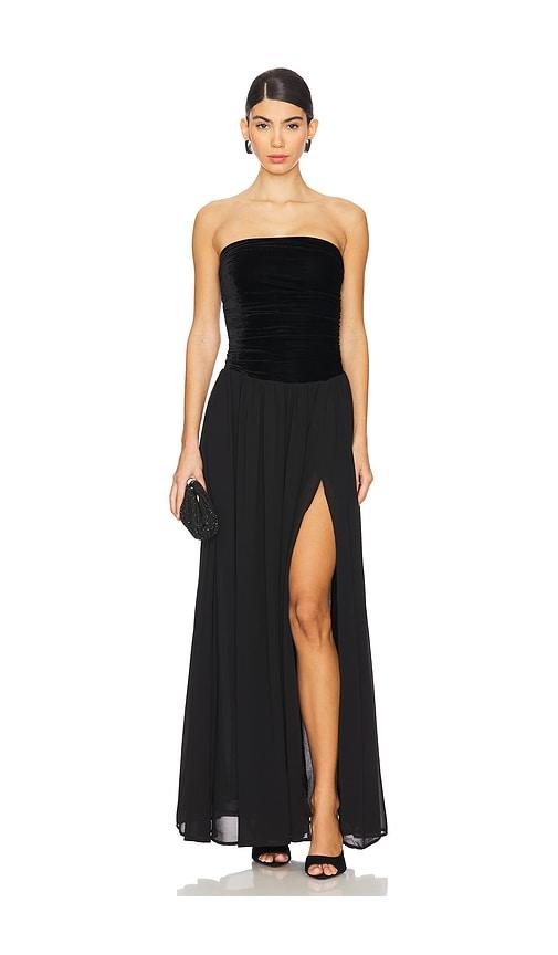tularosa taylor velvet gown in black.