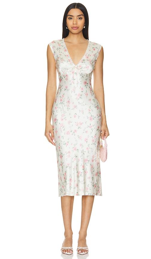 tularosa tina midi dress in ivory.