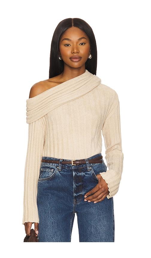 tularosa x emma rose harper sweater in beige.