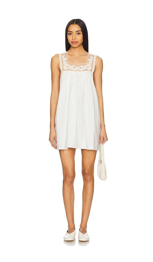 tularosa x emma rose peyton mini dress in white.