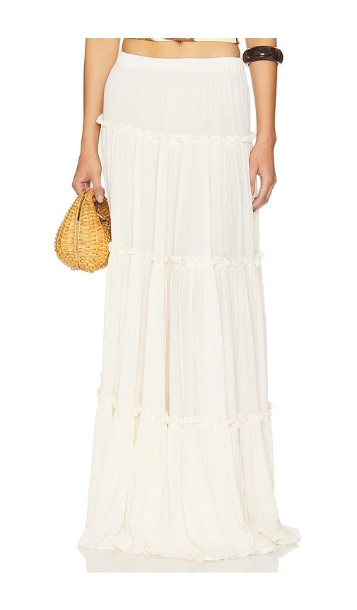 tularosa x emma rose willa maxi skirt in ivory.