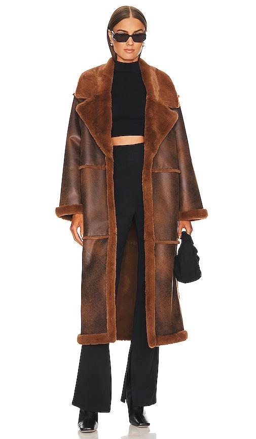 tularosa x marianna hewitt belen coat in brown.