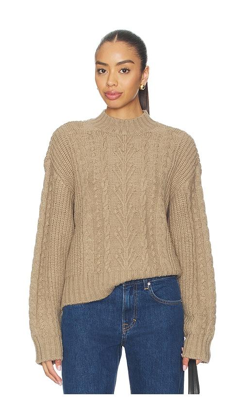 tularosa zolene mock neck sweater in taupe.