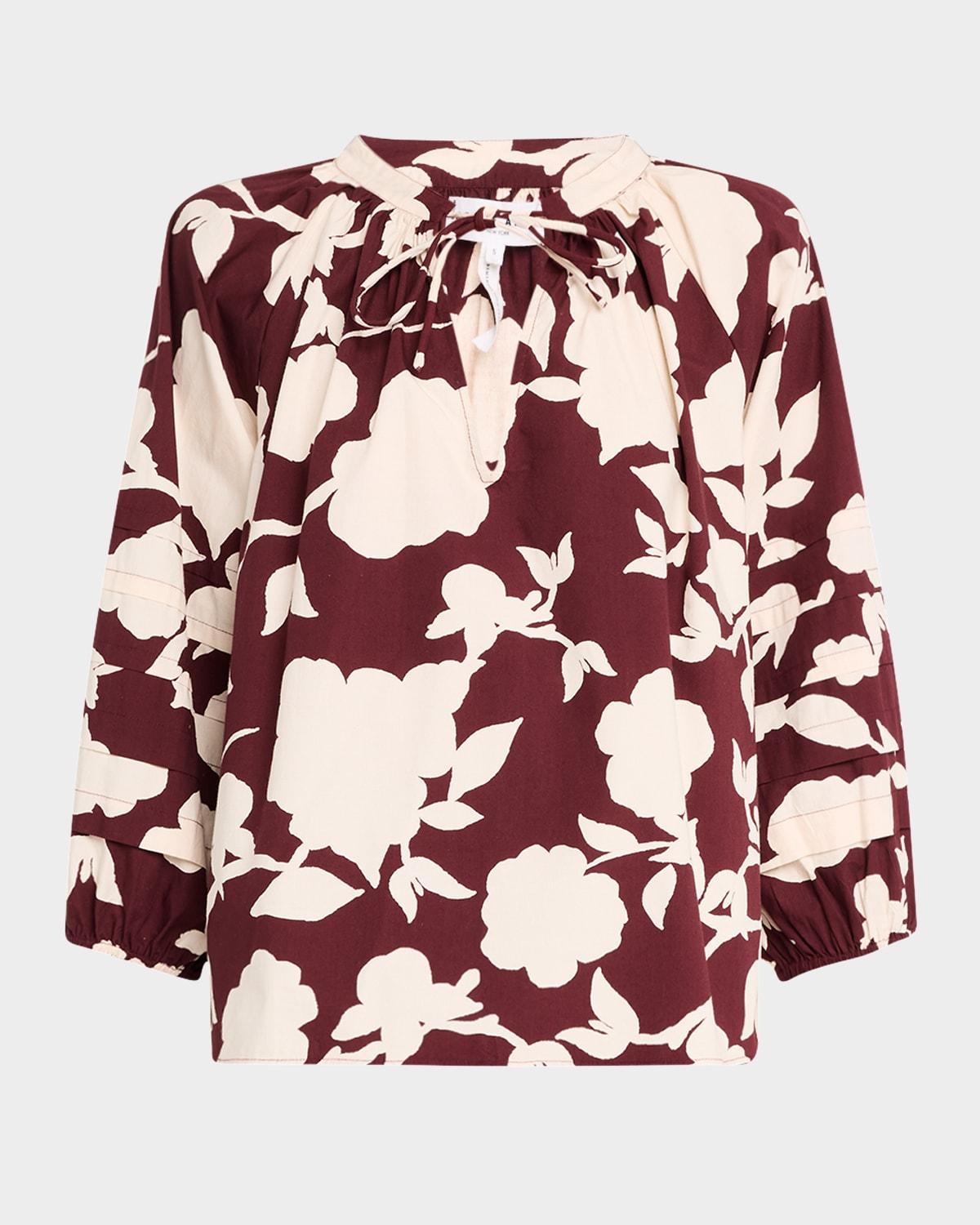 tule floral-print organic cotton top