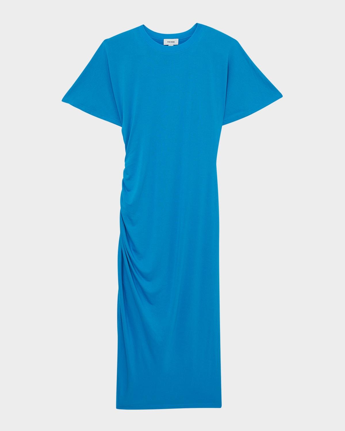 tulia ruched bodycon midi dress