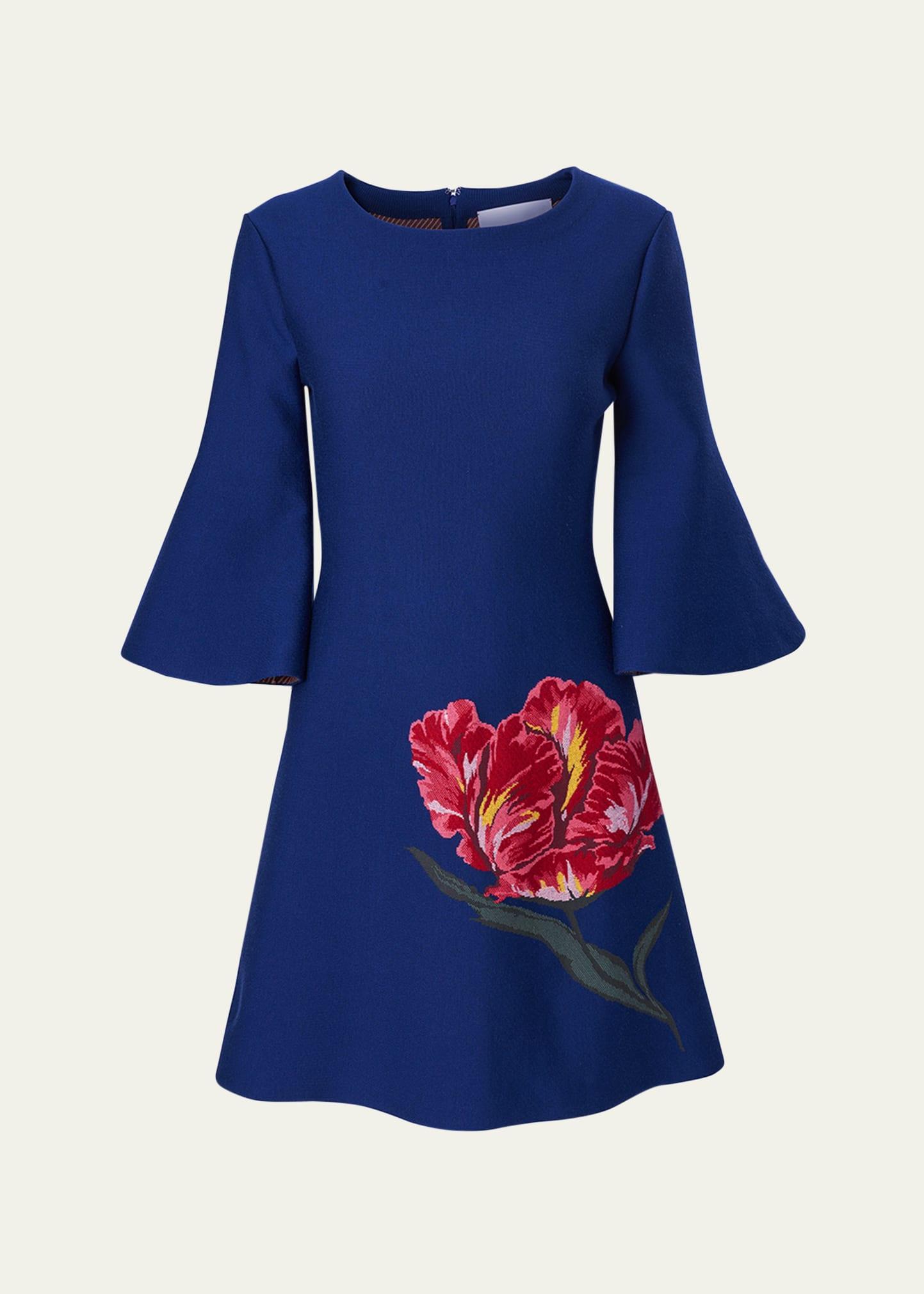 tulip bell-sleeve mini dress