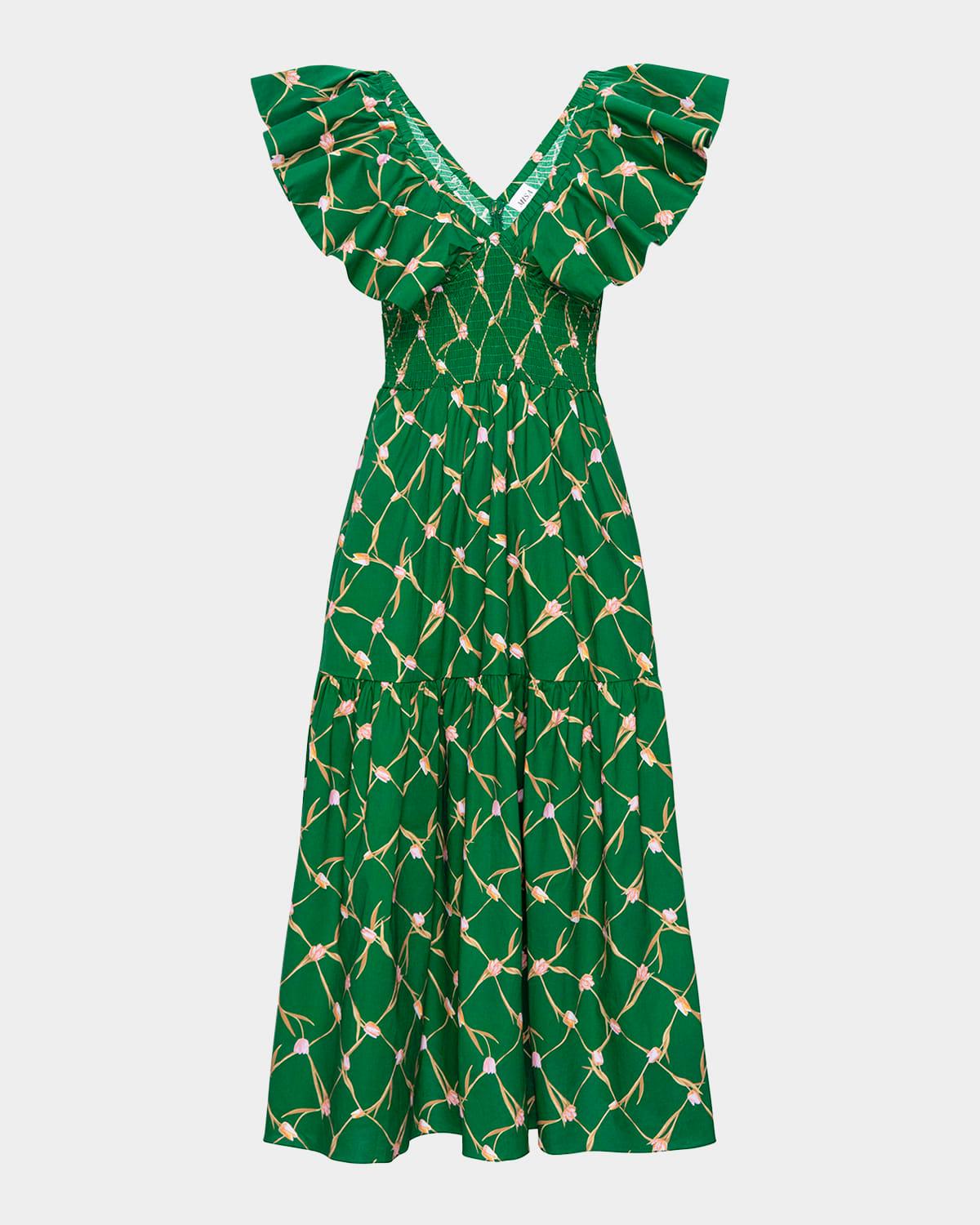 tulip lattice leona midi dress