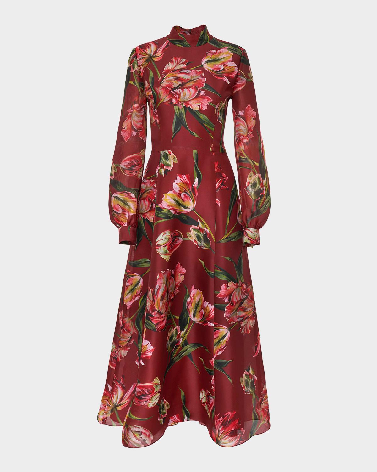 tulip mock-neck midi dress