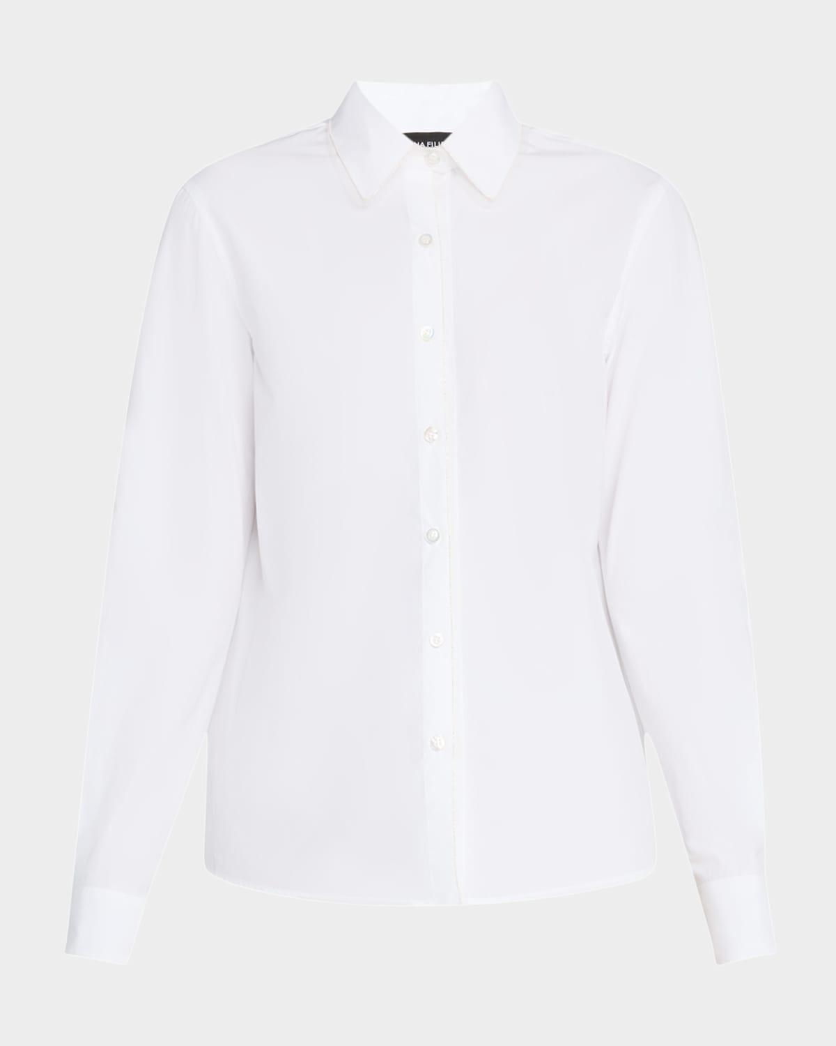 tulle & filo diamante-trim poplin shirt