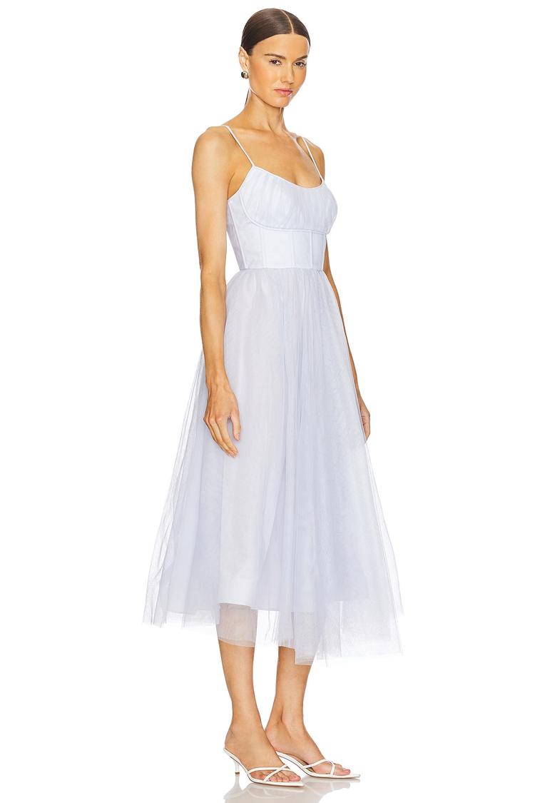 tulle corset midi dress