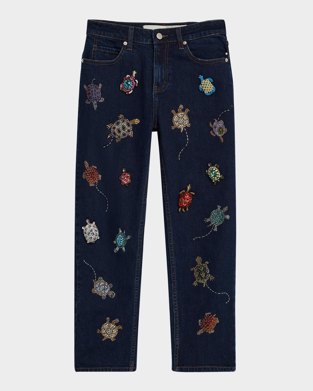 turtle time straight-leg ankle boyfriend jeans
