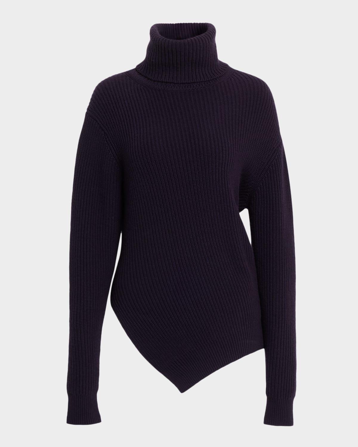 turtleneck bias cashmere sweater