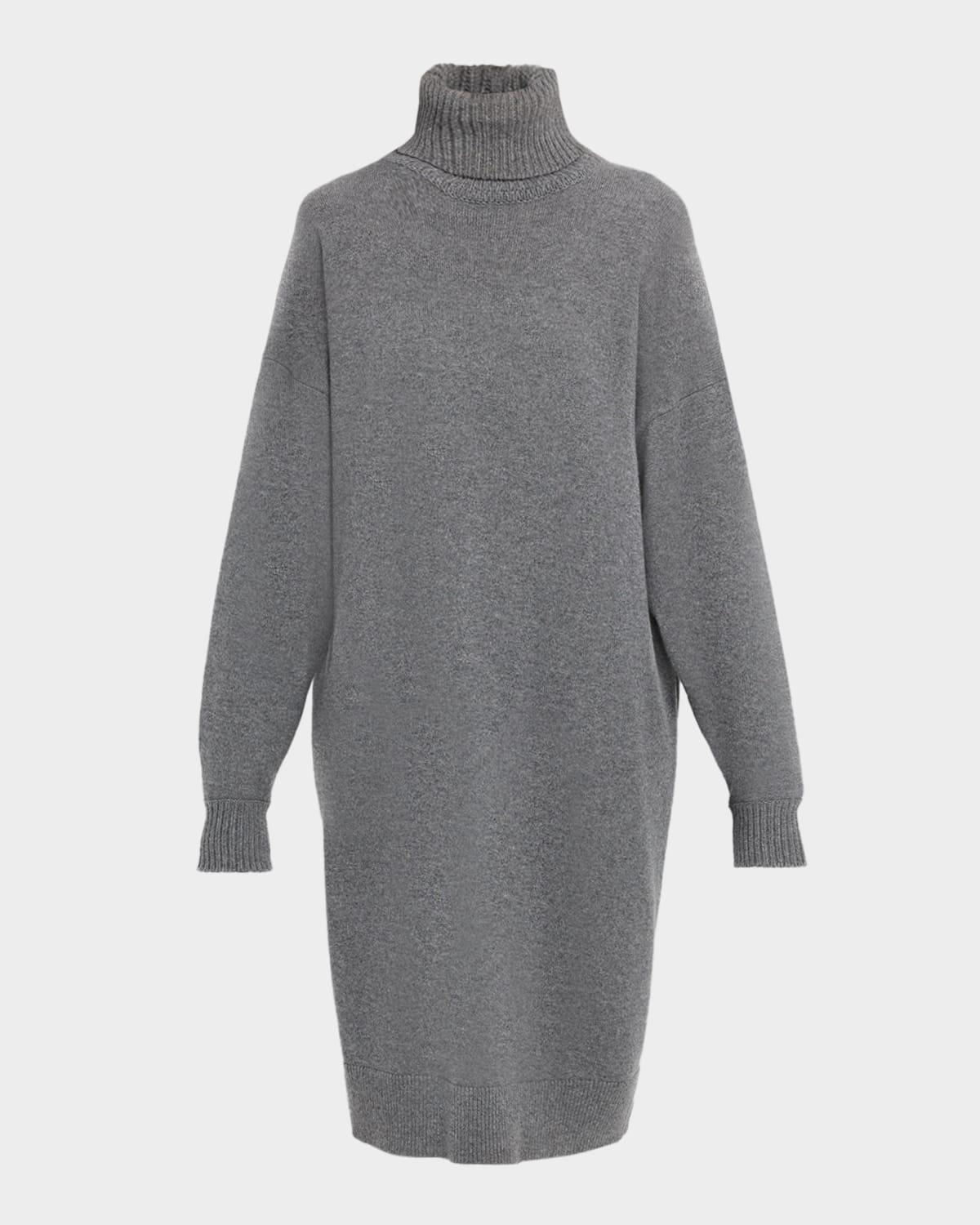 turtleneck cashmere midi sweater dress