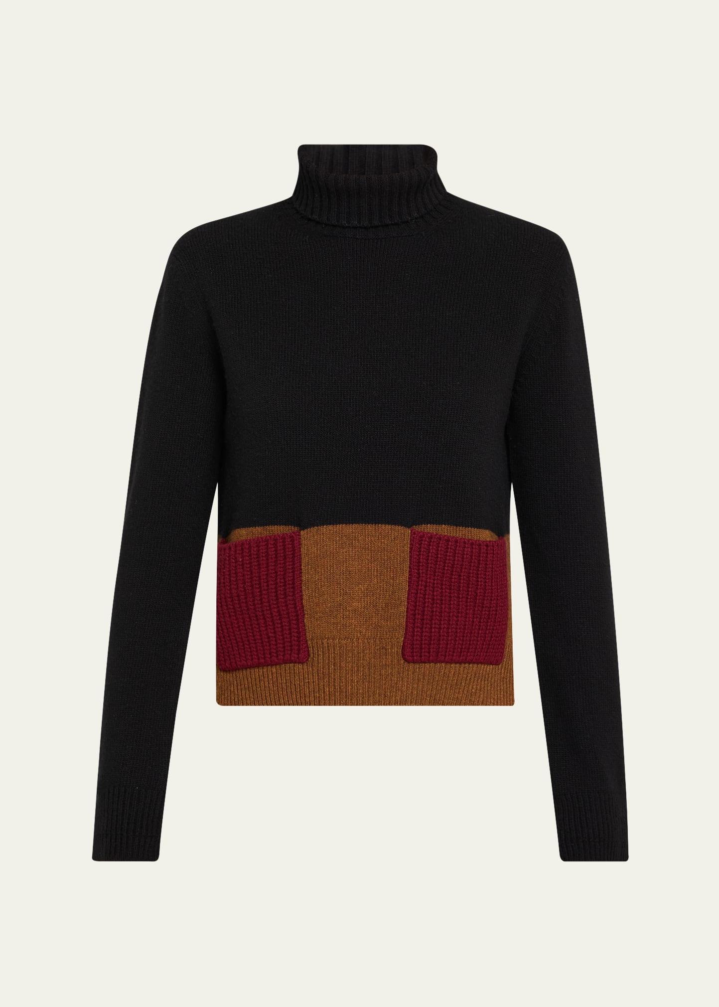 turtleneck colorblock wool-cashmere sweater